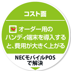 コスト面3：オーダー用のハンディ端末を導入すると、費用が大きく上がる